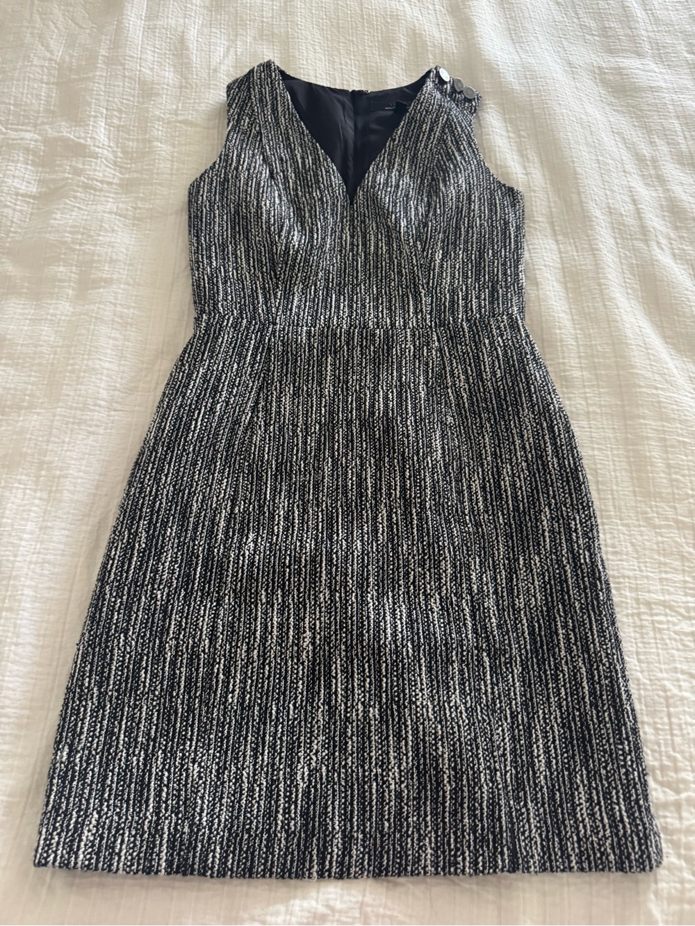 White House Black Market Black White Tweed Dress Jacket Set Size 4 - Picture 2 of 10